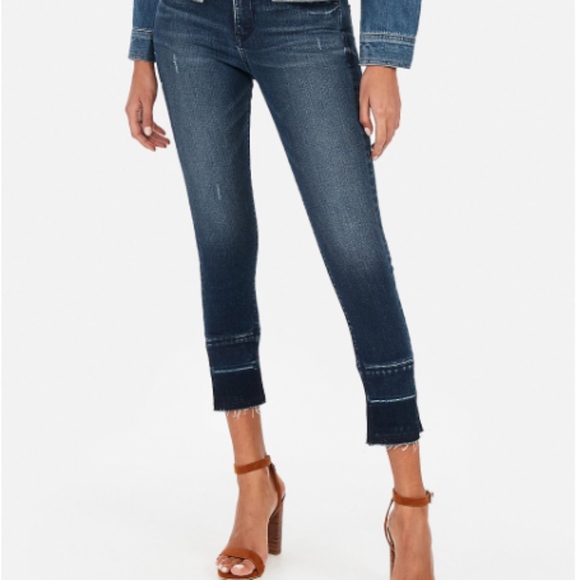 Express Perfect Slit Raw Hem Cropped Leggings - Picture 2 of 3